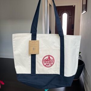Trader Joe’s Reusable Canvas Eco Tote Bag Heavy Duty Shopping Bag Navy Blue NEW